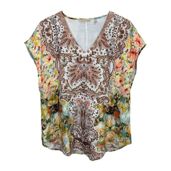 Soft Surroundings Patria Tunic Top Medium Floral Paisley Beaded Embellished Chic - Picture 2 of 7